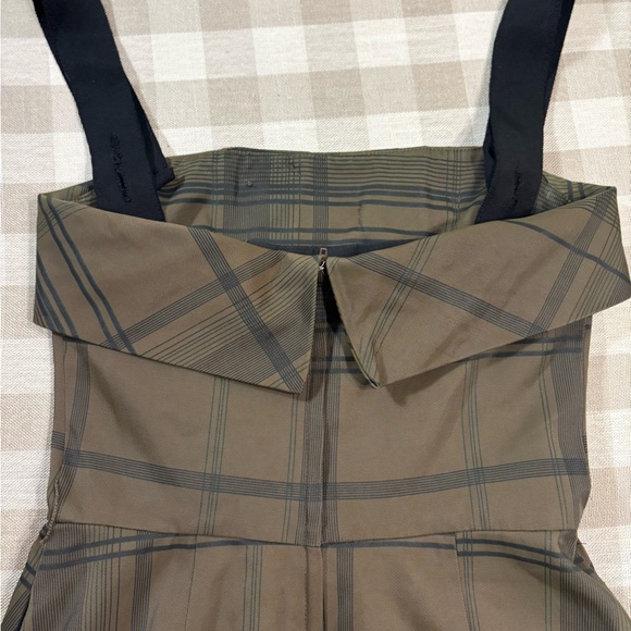 Cue European Fabric Plaid Army Green & Black Plaid Structured Mini Dress - Picture 6 of 9